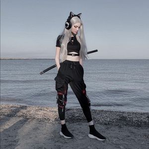 Cargo pants black and red camo, Streetwear